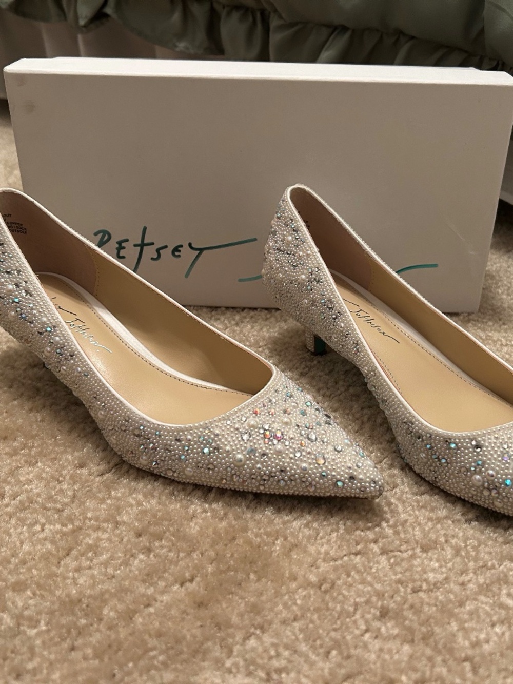 Blue By Betsy Johnson Scout Kitten Pearl Bridal Shoes
